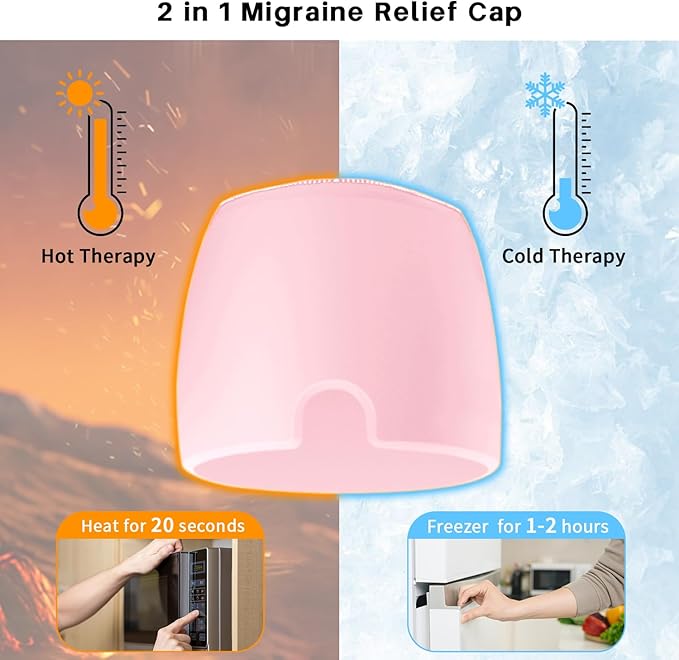 my novel things Migraine Relief Cap, Gel Cooling Eye Mask, Cooling Gel Relief 2 Pack Set, Hot/Cold Therapy, Cold Compress for Head, Headache Eyes Mask for Sinus, Puffy Eyes, Tension and Stress Relief