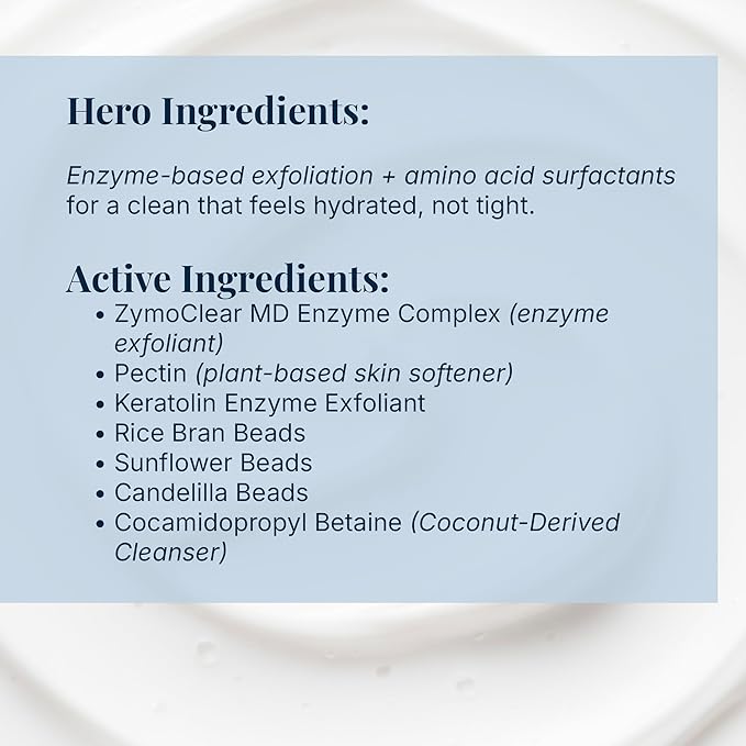Pause & Effect Gentle Enzyme Cleanser for Menopausal Skin, Removes Makeup and Sunscreen, Hydrating Face Wash with Green Tea Antioxidants for Sensitive or Dry Skin