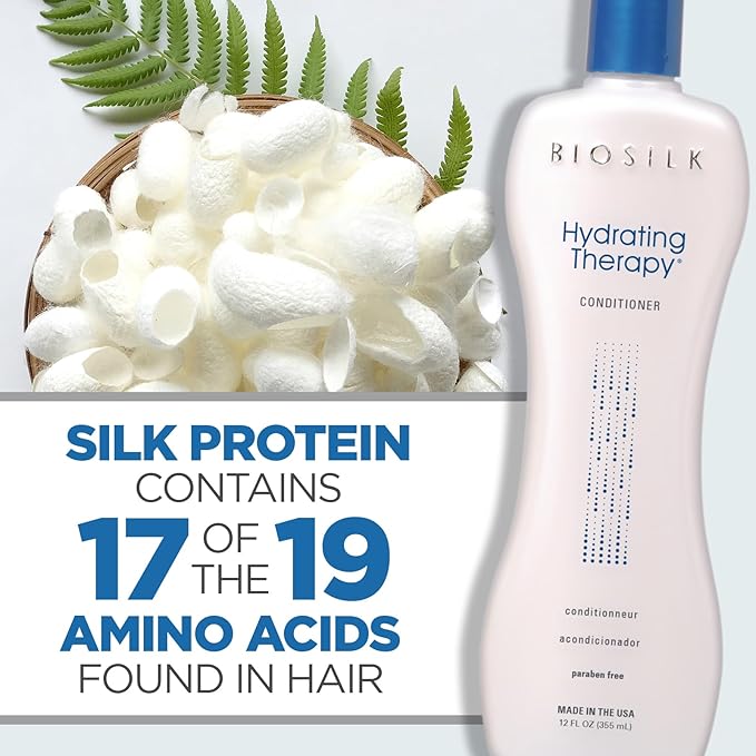 BioSilk Hydrating Conditioner, Replenishes Moisture For Strong & Smooth Hair, Sulfate, Paraben, & Cruelty-Free, 12 Oz