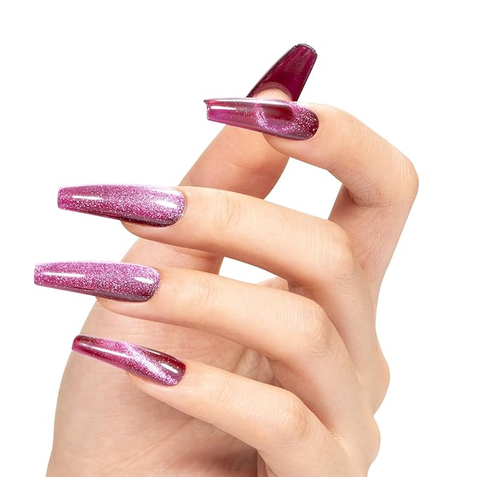 MAYCHAO 15ML Cat Eye Gel Nail Polish 1Pc Plum Gel Polish with Magnet Soak off Holographic Magnetic Nail Polish for Nail Art Manicure Salon DIY at Home, 0.5 OZ