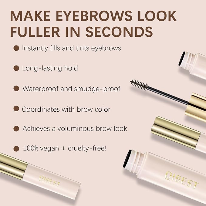 Brocharm Brow Gel Waterproof for Soft Ful Brows Eyebrow Tint Eye Brow Gel Smudge-Proof, Long Lasting Definition, Vegan & Cruelty Free (02 Warm Brown, 1 Count (Pack of 1))