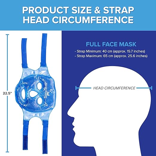 LIFE WORKS Gel Bead Face Mask, Cooling Eye Mask for Puffy Eyes and Headache, Hot or Cold Face Pack for Migraine Relief, Reusable Cold Wrap for Eyes, Cheeks, Forehead, and Nose