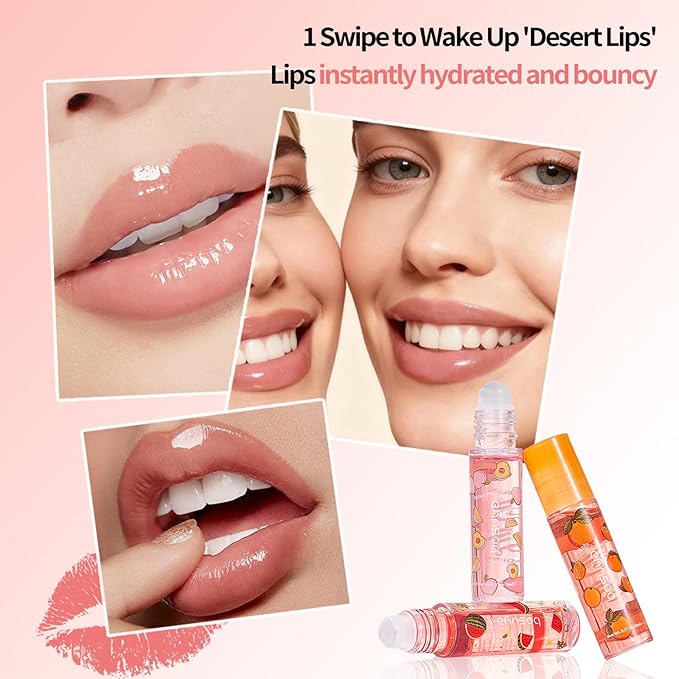 ADMD 6-Pack Tinted Lip Oil Roller Gloss - Hydrating & Non-Sticky for Dry Lips, Moisturizing Lip Care for Women & Men