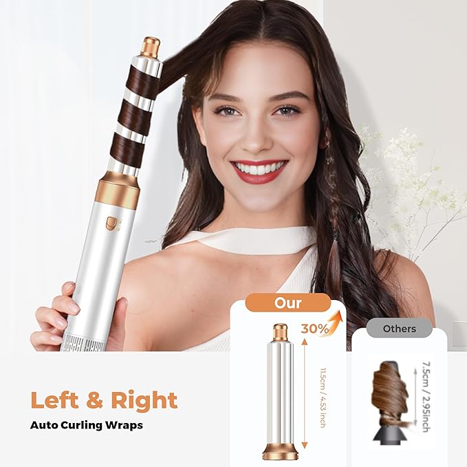Blow Dryer Brush Set 5 in 1, Hot Air Styler Negative Ion Air Curling Wrap Air Curler Low Heat Hair Care, Round Brush Blow Dryer Hair Styling Tools Gift for Dry,Volumize,Straight,Curl, 110-120V