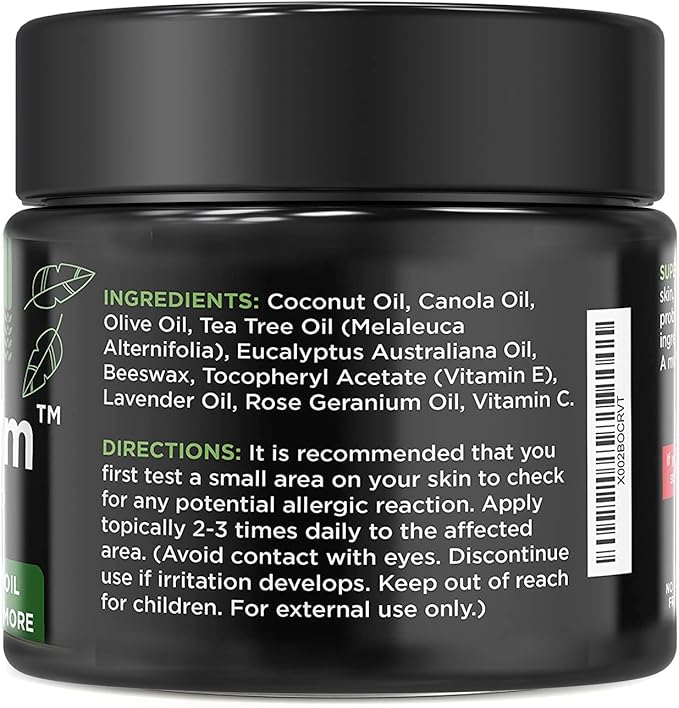 DAILY REMEDY Tea Tree Oil Extra Strength Super Balm - Athletes Foot Cream Combats Ringworm, Jock Itch, Nail Issues - Nourishes Cracked Itchy Skin on Body & Feet - Made in USA
