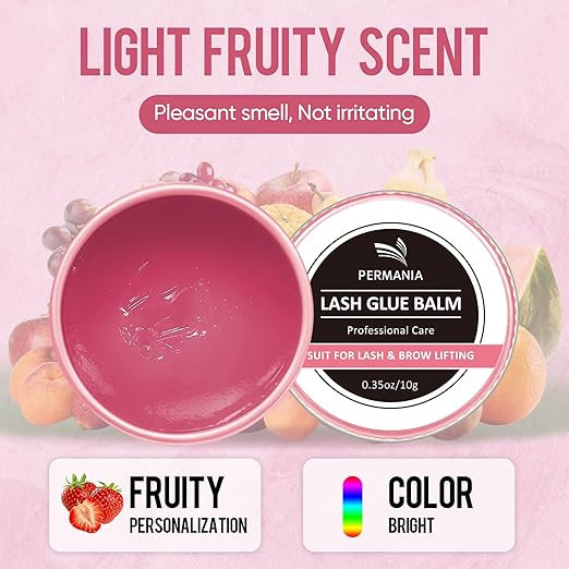 PERMANIA Lash Lift Balm, New Eyelash Lifting Adhesive，0.35oz/10g Lash Lift Glue Strong Viscosity and Water Solubility for Lash Perm Kit (Strawberry)