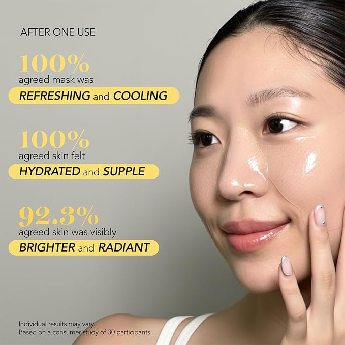 Saturday Skin Yuzu Vitamin C Hydrogel Mask for Glass Skin Cooling Deep Hydration Firming Reduce Redness Daily & Overnight Mask Suitable for All Skin Types, Korean Skincare, 4EA