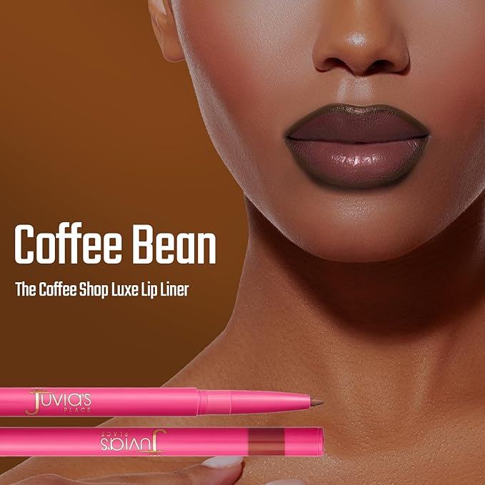 Juvia's Place Coffee Shop Luxe Lip Liner: Coffee Bean - Colorstay Matte Finish Lip Pencil, Makeup for Natural Long Lasting Beauty and Sensational Wear, Lip Stain Kiss Proof Cometics