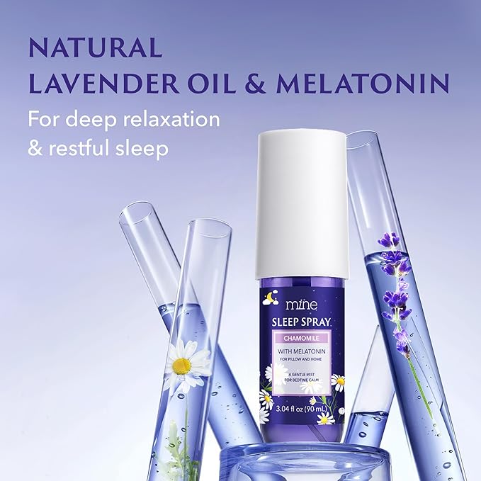 Chamomile Inspired, Lavender Sleep Spray with Melatonin - Relaxing Father Gifts – Natural Pillow Mist for Sleep, Lavender & Cedarwood Blend, Gifts for Teen Girls and Women