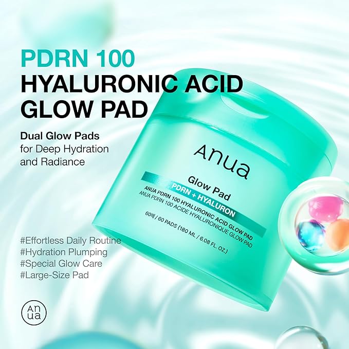 Anua PDRN 100 Hyaluronic Acid Pad, Hydrating Dual-Textured Toner Pads, Salmon DNA & Collagen Face Pads for Glass Skin Glow & Makeup Prep, Sensitive & Dry Skin, Korean Skincare, 6.1 fl oz, 60 Pads