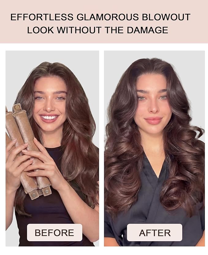 Classic Heatless Curls Overnight Rods - Upgraded Directional Grip Velvet No Heat Hair Curlers to Sleep Hair Rollers Flexible Curling Rods Set for Long Thicker Hair, Full Coverage Larger Silk Scarf