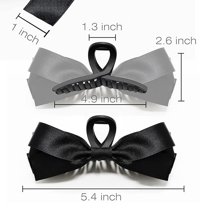 Sizobi Bow Claw Clips, Bow Hair Clips White Hair Bows, Hair Accessories for Women, Extra Large Black Barrettes, Scrunchies for Thin Thick Curly Hair