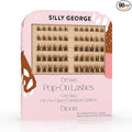 Silly George Pop-On Lashes - DIY 1-Step Pre-Glued Faux Eyelash Clusters, Natural Look Extensions, Light Brown - Bloom, 5-7 Pair Set, Pack of 60 Clusters