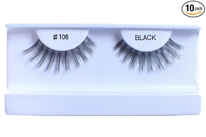 10 Pairs 100% Human Hair False Eyelashes Natural Black #106