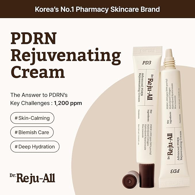 Dr.Reju-All PDRN Rejuvenating Cream – Rejuall PDRN Face Moisturizer – Optimal 1200ppm for Glass Skin & Plumping – Korean Pharmacy Anti-Aging Skin Care Face Cream - 0.7 Fl Oz
