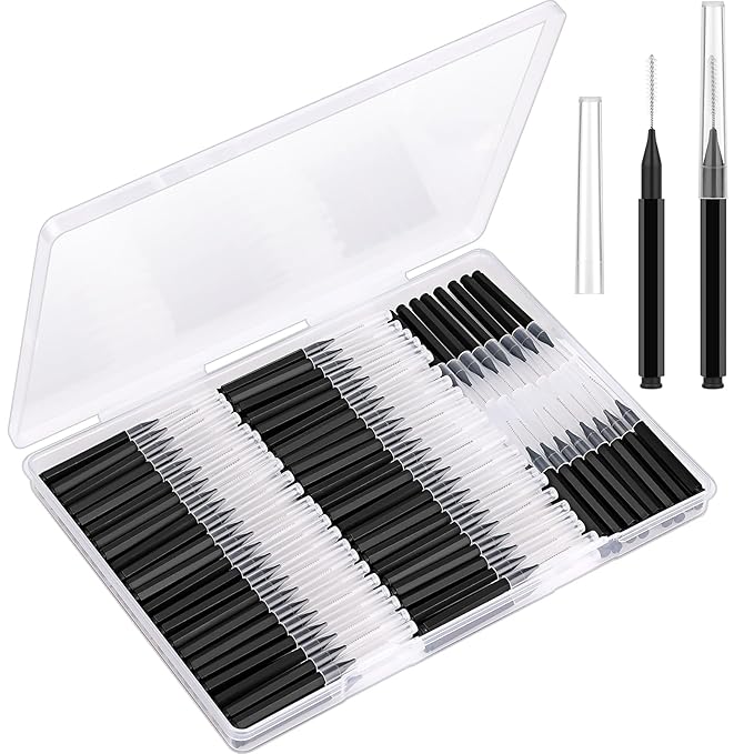 MAPVOLUT 120PCs Micro Eyebrow Brush with Cap - Eyebrow Tinting, Lash Filler, Brow Lifting Brush - Professional Makeup Kit for Eyebrow Lamination, Beauty Salon & Home Beauty Care