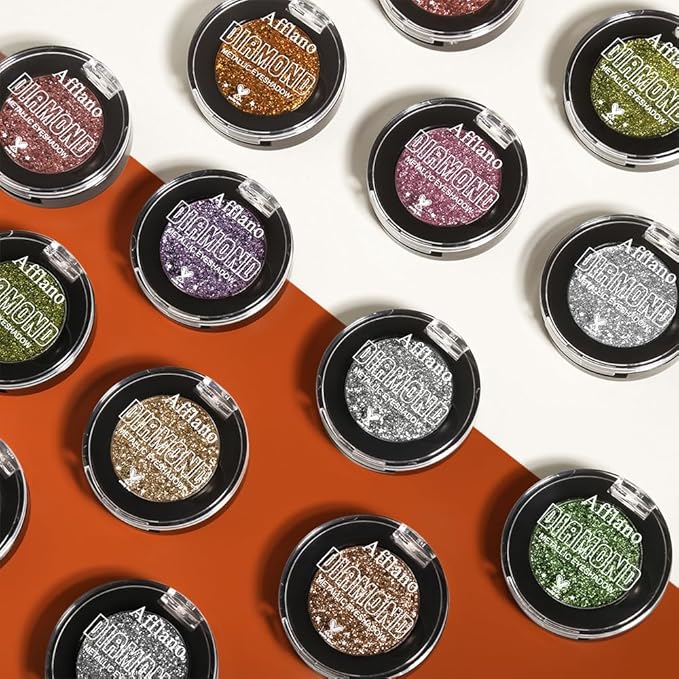 Afflano Metallic Orange Red Eyeshadow, Warm Glitter Eyeshadow Palette One-Swipe Coverage, Intense Color Sparkle Red Brick Eye shadow, Long Lasting Fall Eye Shadow for Women Halloween Pumpkin Makeup