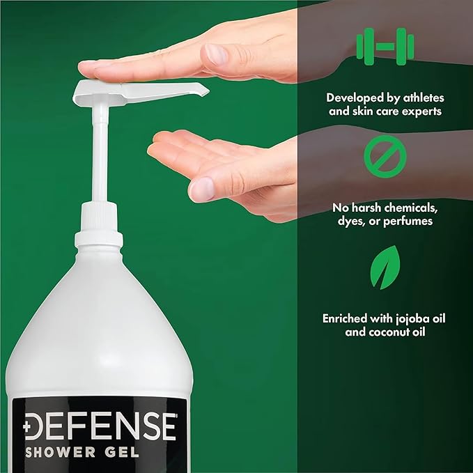 Defense Soap Peppermint Tea Tree Body Wash Shower Gel 1 Gallon (128 Fl Oz) | Organic Tea Tree Oil & Eucalyptus | Wrestling, BJJ & Gym Soap for Athletes