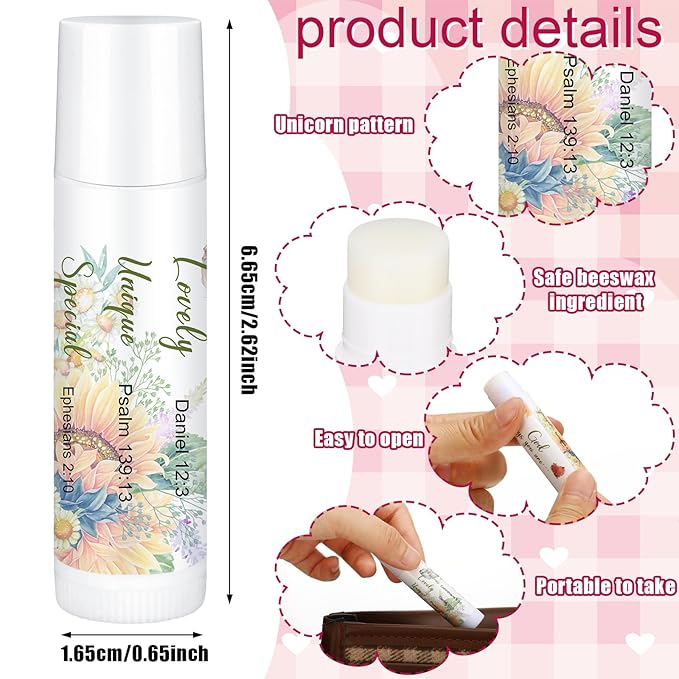 50 Pcs Christian Lip Balm Bulk Bible Verses Lip Balm Scripture Christian Gifts for Women Faith Religious Church Party Favor Inspirational Gift for Mother Teacher Nurse Employee Coworker (Fresh)
