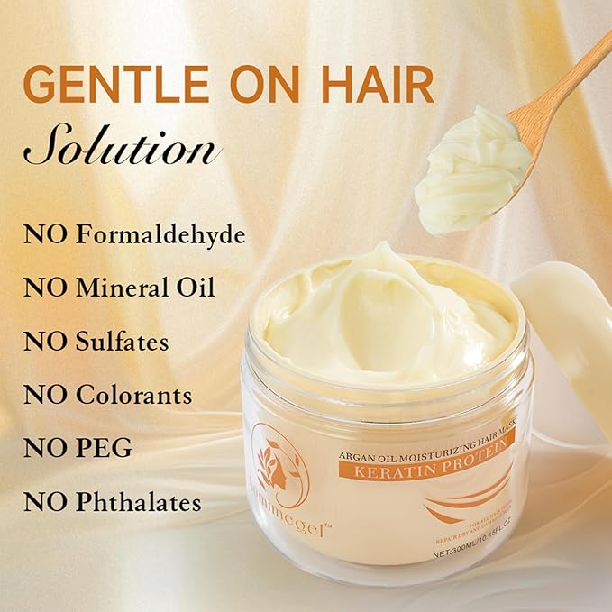 Collagen Hair Mask,Deep Repair Conditioning Argan Oil Hair Mask for Damaged Hair Treatment, Deep Conditioner Hydrating Hair Masque for All Hair Types 10.15 oz 300ml