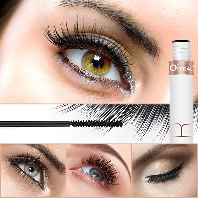 O'CHEAL Lash Lengthening Mascara, Voluminous Soft Lashes Makeup, Flake Free Formula, Hypoallergenic, Clump Free, Waterproof Long Lasting Natural for All Day - Intense Black (Pack of 2)