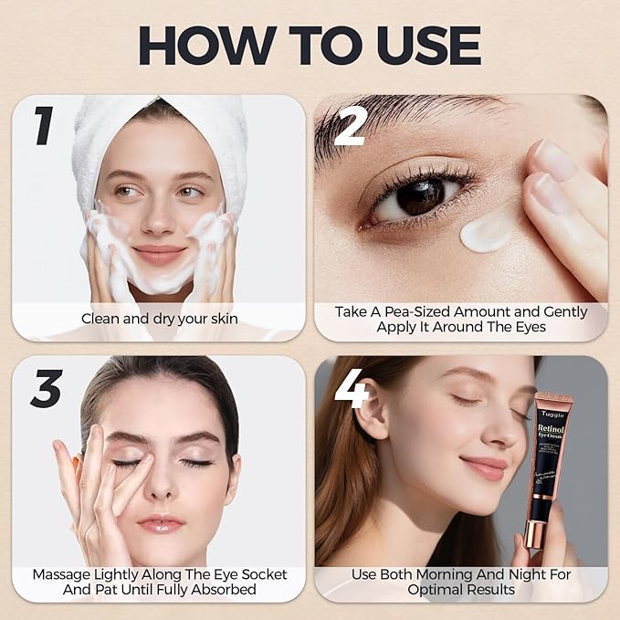 Retinol Under Eye Cream – Anti Aging Eye Cream for Puffiness and Bags Under Eyes & Wrinkles, Firming and Moisturizing, Gentle Formula for Men & Women to Reduce Fine Lines 0.7 Fl.Oz