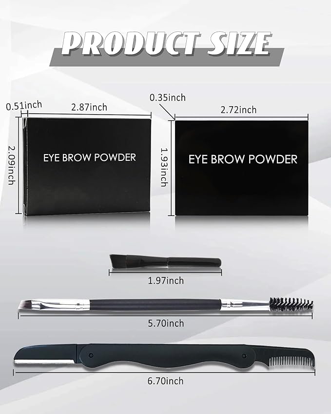 Eyebrow Powder Kit,3 Color Dark Medium Light Brown Eye Brow Powder Palette with Razor Brush, Long Lasting Waterproof Brow Filler Fill & Shapping Full Eyebrows,Mother's Day Makeup Gift Set for Women-01