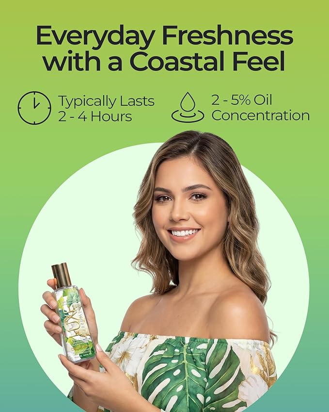 Luxe Perfumery Pura Vida Coconut Mimosa Moisturizing Fragrance Mist – Tropical Fruity Body Spray with Pineapple, Coconut & Vanilla Orchid – Hydrating Skin Mist for Women, Made in USA, 8 Fl Oz