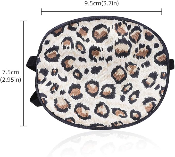 eZAKKA 2 Pieces Silk Eye Patch Medical Eye Patch for Adult Women Elastic Lazy Adjustable Single Eyepatch with Elastic Strap (L, Brown+Leopard)
