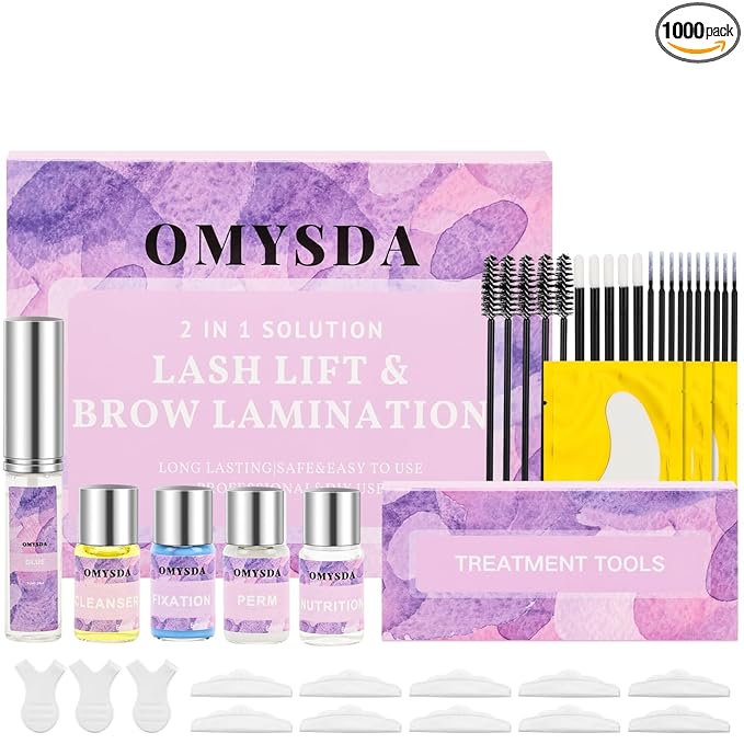 Lash Lift Kit Brow Lamination Kit 2 in 1 Solution, Professional Eyebrow and Eyelash Perm Kit, 6-8 Weeks Long Lasting for Professional and DIY Use