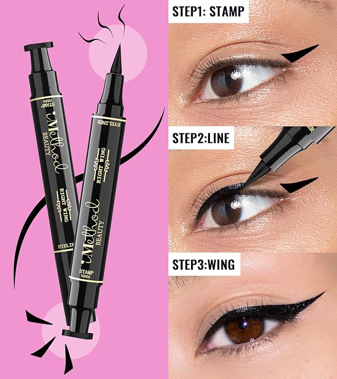 iMethod Winged Eyeliner Stamp - 2 Pens, Perfect Wing Cat Eye Liner, Waterproof & Smudge-proof, 10 mm