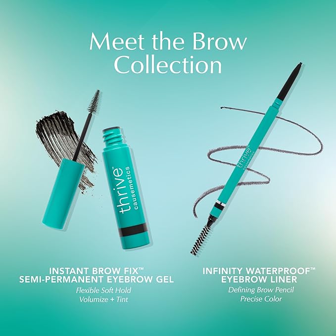 Thrive Causemetics Instant Brow Fix Semi-Permanent Eyebrow Gel, Waterproof Tinted Eye Brow Gel with Vitamin B5, Smudge-Proof, Long Lasting Definition, Vegan & Cruelty Free, Merida (Auburn)