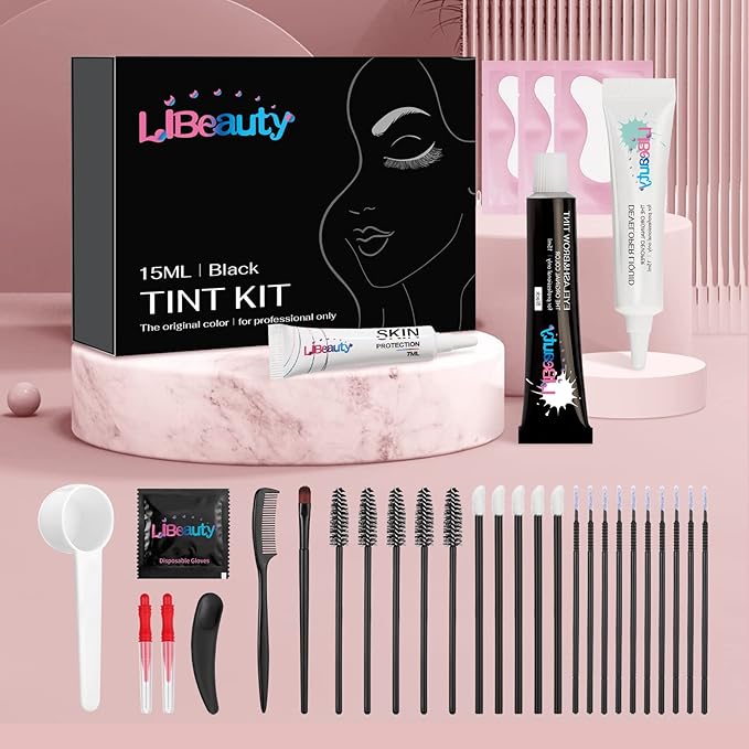 Libeauty Lash Color Kit Black Eyelash Color Volumizing Eyebrow Hair Coloring Kit DIY Use At Salon Or Home Natural Eyelash Treatment