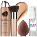AirBrush Foundation Spray With Primer and Brush, Silky Mist Foundation Spray Makeup, Full Coverage Foundation for Smooth Radiant Finish, Formula Breathable Lightweight Hydrating (#2 Sunscreen Beige)