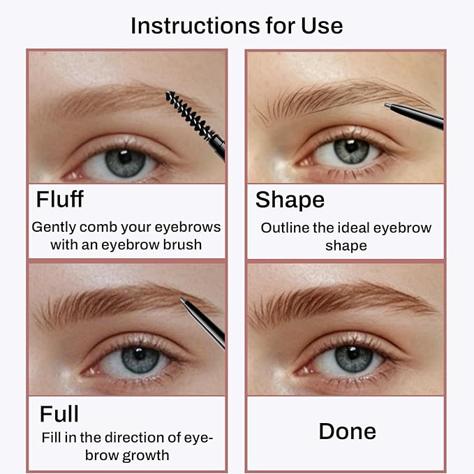 Replaceable Eyebrow Pencil, Ultra Fine 1.5mm Tip Draws Tiny Brow Hairs, Long Lasting & Budgeproof, Waterproof Brow Pencil Built-in Spoolie Brush (Cool Dark Brown)