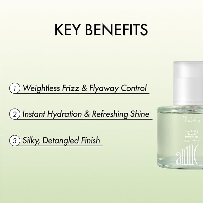 ANILLO Sunday Refresh Lime Hair Essence with Vitamin C, Tea Tree Leaf Oil, and Green Mint - Enhancing Hair Vitality, Citrus Scent, Paraben-Free (50ml / 1.69 fl. Oz)
