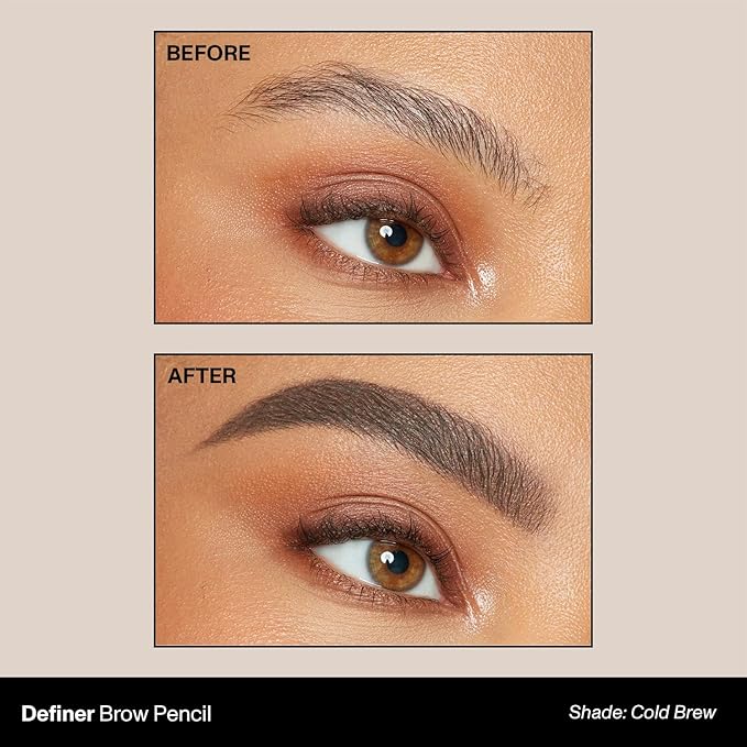 Morphe Definer Dual-Ended Brow Pencil & Spoolie - Eyebrow Pencil with Precision Slanted Tip for Shaping, Defining & Filling - Smooth, No-Tug Formula - Cold Brew (0.003 oz)