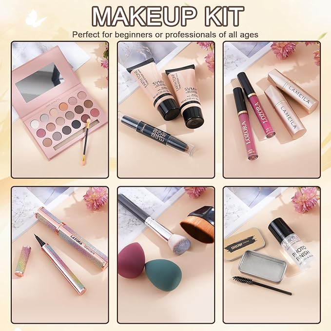 venshun Makeup Kit for Women Full Kit Makeup Sets for Teenagers Makeup Gift Set for Women Teen Girls Includes 18 Colors Eyeshadow Palette Foundation Make Up Sets for Beginners