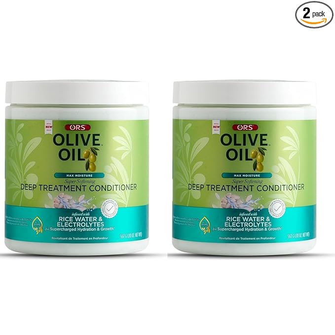 ORS Olive Oil Max Moisture Deep Treatment Conditioner with Rice Water & Electrolytes 20.0 Ounces (Pack of 2)