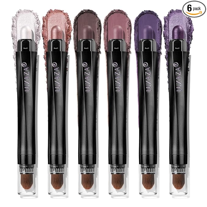 LUXAZA PRO Neutral Eyeshadow Stick 6PCS Set, Pink and Purple Metallic Shimmer Matte Cream Eye Shadow Eyeliner Brightener Pencil Crayon, Halloween Makeup - PURPLE MARTINI