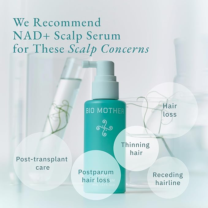 NAD+ Scalp Serum, Lightweight Nano Mist for Hair Growth & Scalp Care, LNP Delivery Technology, Caffeine, Bakuchiol, Cooling Herbal Formula for Fuller-Looking Hair and Healthy Scalp