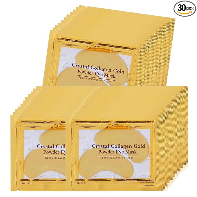 Under Eye Patches, 30 Pairs Gold Eye Mask, Eye Gel Pads With Collagen Treatment for Reducing Dark Circles, Lighten Wrinkles Anti-Aging Moisturizing, Fine Lines Eye Bags Puffiness for Women Men