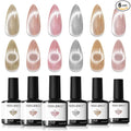modelones Cat Eye Gel Nail Polish Set, Holographic Glitter 6 Colors with Magnet Sparkle Galaxy Series Nude Pink Gel Polish Soak Off Led Gel Polish Kit Nail Art Gel Manicure Salon DIY Gifts