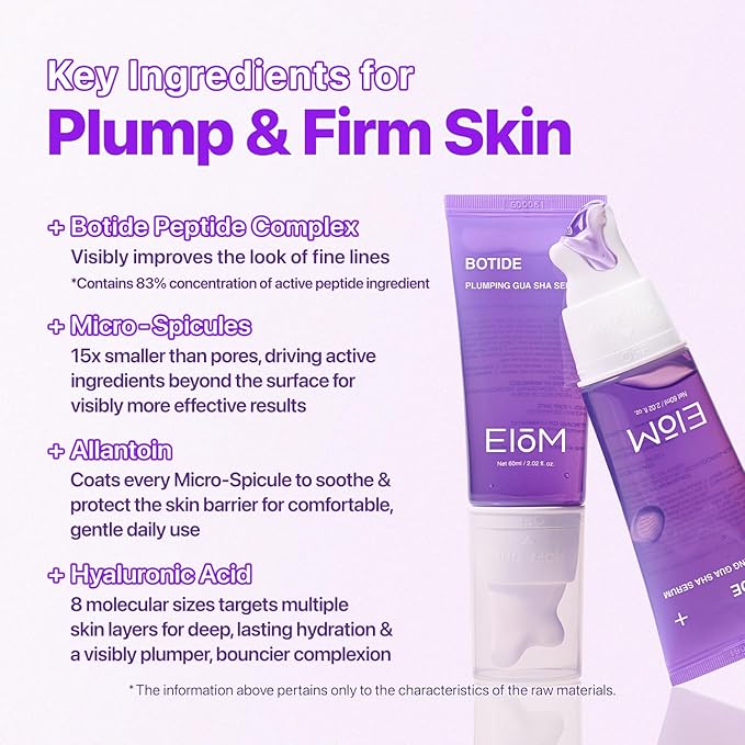 Botide Plumping Serum + Built-in Ceramic Gua Sha – 2-in-1 Daily Sculpting & De-Puffing Routine 20 Types of Peptides + 8-Type Hyaluronic Acid Firming K-Beauty Serum (2.02 fl.oz)