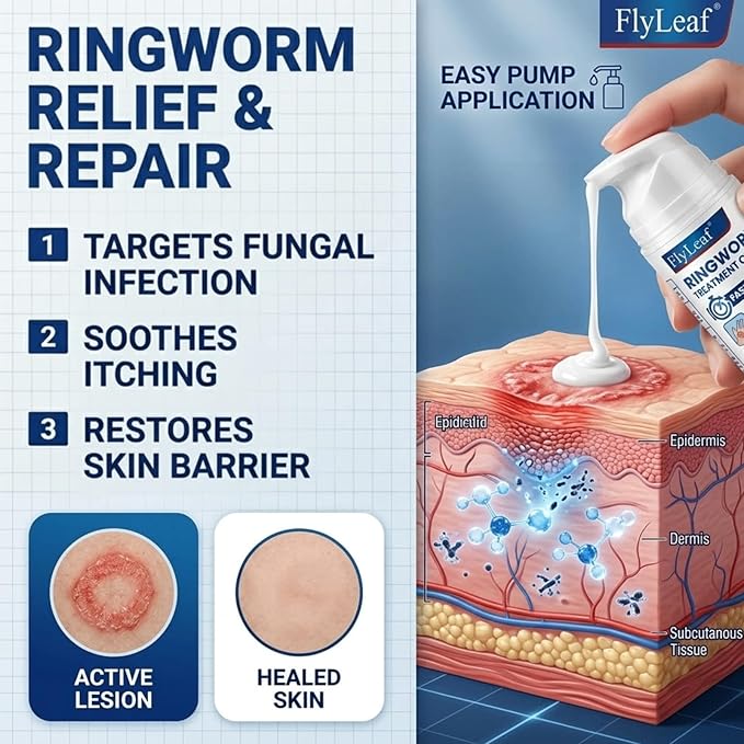Antifungal Ringworm Treatment Cream, - Miconazole Nitrate 2% Antifungal Cream for Humans - For Fast Itch Relief, Jock Itch & Athlete's Foot - Cream with Ceramides & Tea Tree Oil, Non-Greasy, 3.53oz