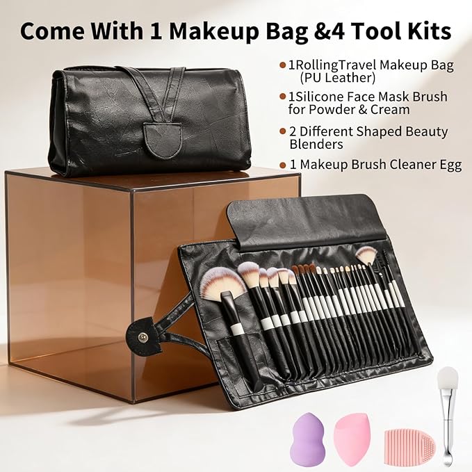 Makeup Brushes, Quality Make Up Brushes 28Pcs Makeup Brushes Set Professional, Beginner Make-up Sets With Case, Soft Brush Kits Sponges Masks Spatula,Travel-Friendly Women Girls Gift Sets