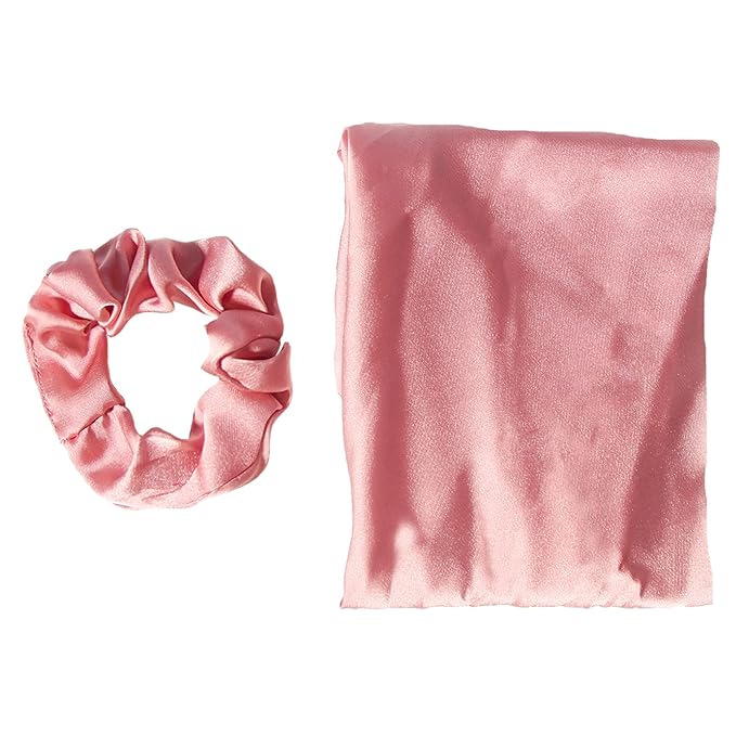 Pack of 2 Knotted Bow Hair Scrunchies Elastic Hair Scarf Hair Ties Bands Satin Hair Ribbon Scrunchy Ponytail Holder for Women and Girls,Hair Scarf Scrunchies,Hair Accessories (Shell pink)