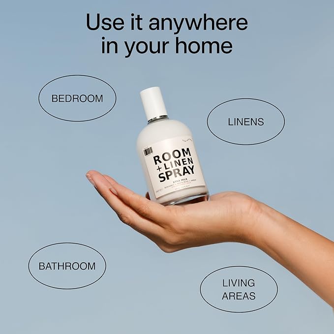 DedCool Room + Linen Spray in Mochi Milk | Natural Fabric & Linen Spray | Non-Toxic, Essential Oil Infused | Freshens Home, Bedding, Couch, Closet & Bathroom | 3.5 fl oz