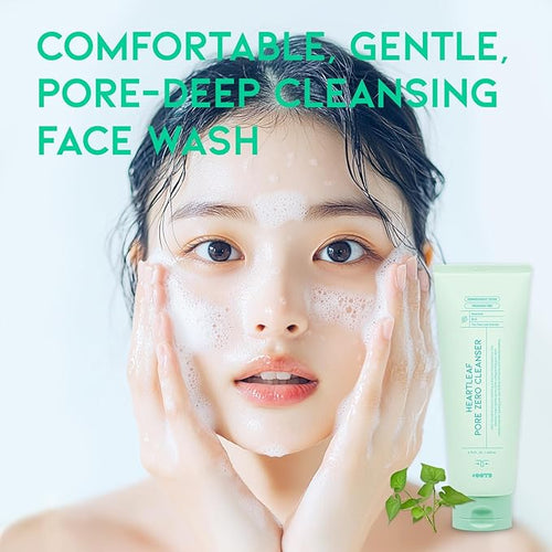 #OOTD Deep Pore Foaming Facial Cleanser For Oily Acne Prone Skin Korean, Heartleaf BHA Tea Tree Blackhead Soothing Mild Cleasning Foam. HeartLeaf Pore Zero Cleanser 200ml 6.76 Fl. Oz.