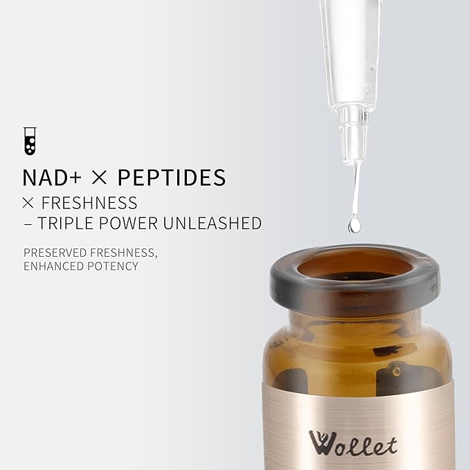 NAD+ Anti-Aging Peptides Serum – Fresh Activation, NAD+ & Collagen Peptides for Wrinkle Repair & Firming, Hydration & Brightening Without Microneedling, 20-days Supply for All Skin Types